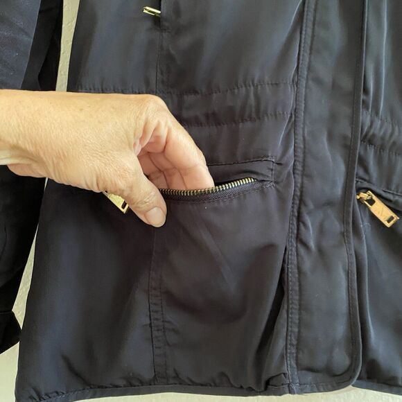 Zara Basic Black Zip Hooded Pockets Cinched Waist Windbreaker Jacket Size M - Picture 3 of 13